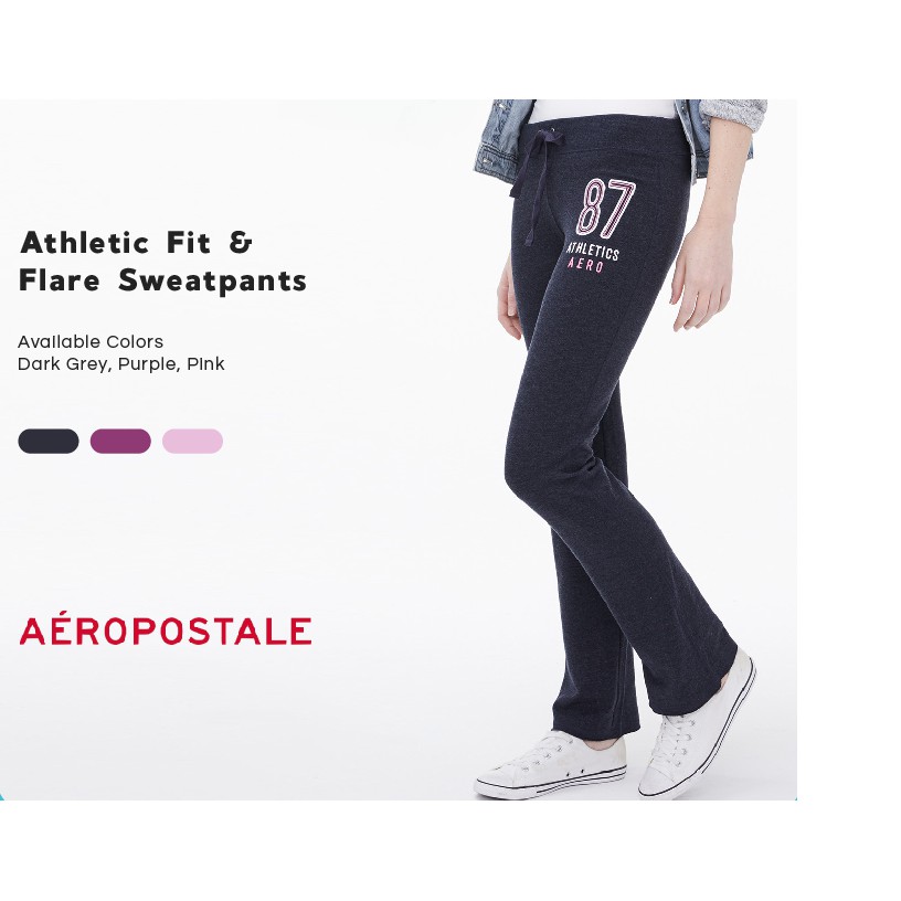 Aeropostale Aero Logo Womens Gray Fit & Flare Sweat Pants Slim Size XS S XL XXL 