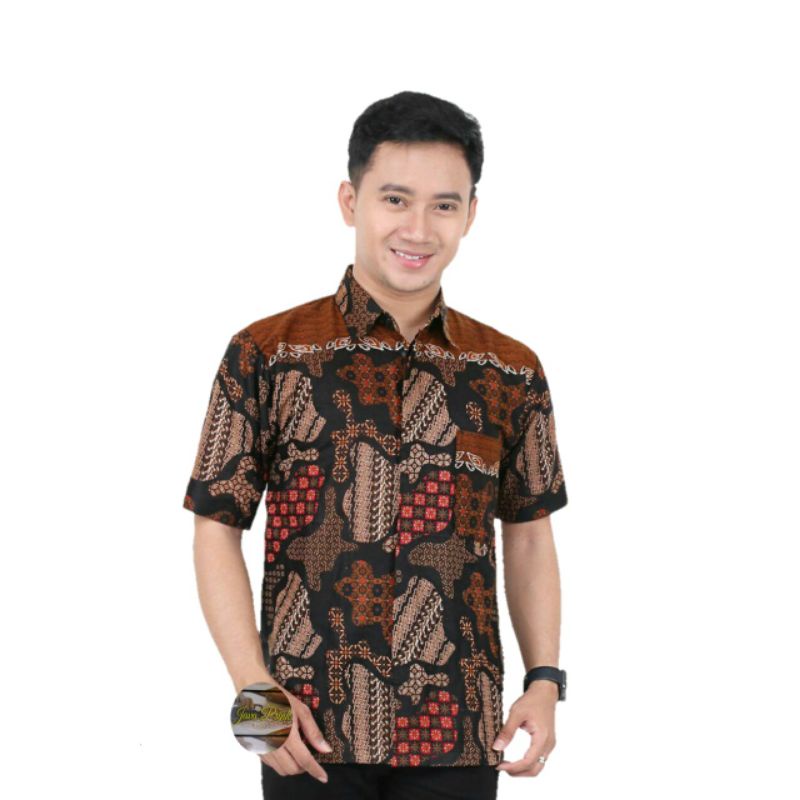 PROMO ASLI Risna Batik JUMBO HRB093 Hem Batik Pria Pendek Premium M L XL XXL XXXL 3L 4L 5L pria TOP.-HEM JMB PULAU
