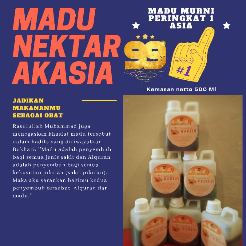 Madu Nektar Akasia Carva Premium Grade A 100% Hutan Murni Akasia Jambi netto 500 Gram