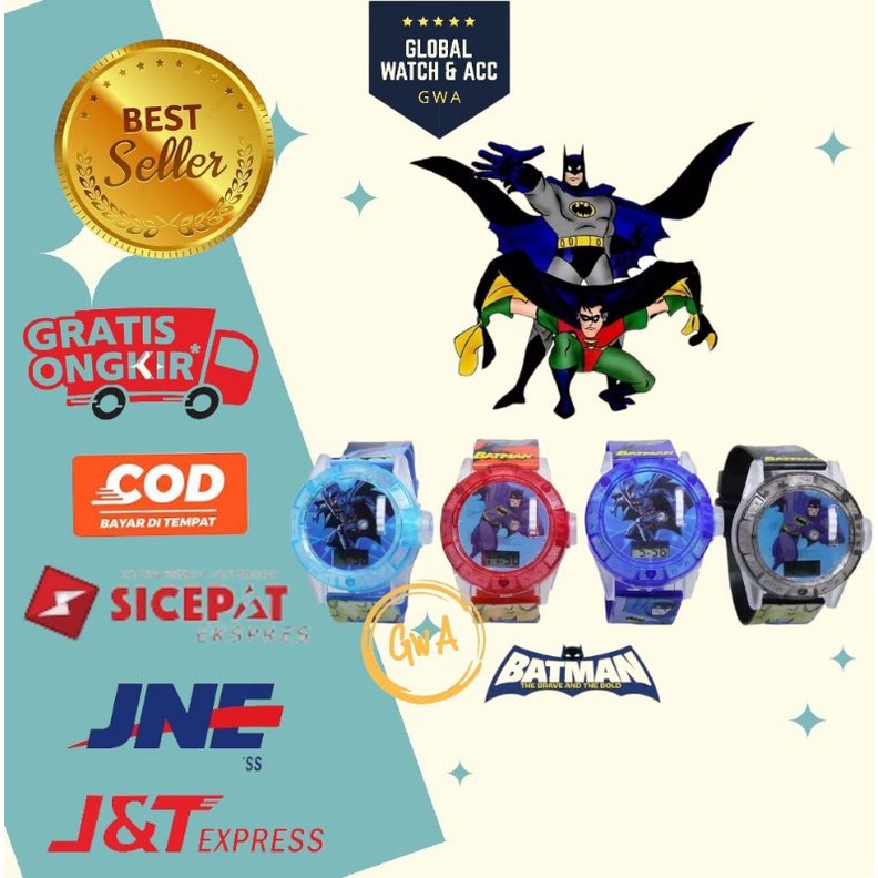 Jam tangan anak laser musik karakter Batman