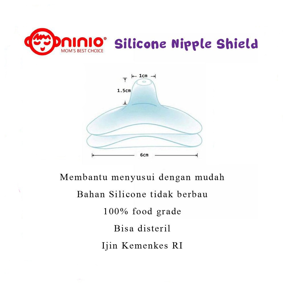 Ninio Silicone Nipple Shield - Pelindung Penyambung Puting Ibu ASI Bayi