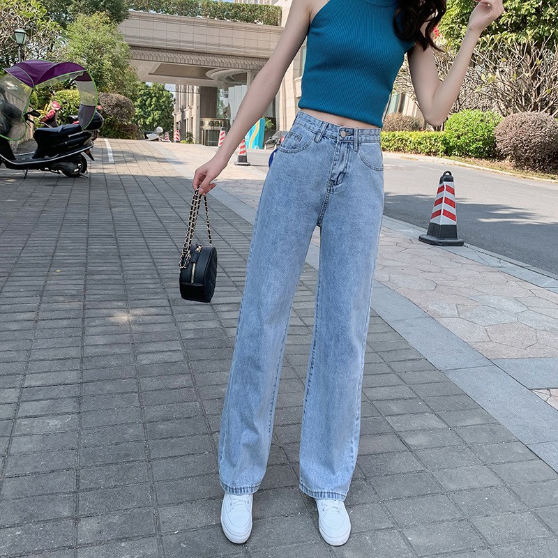 2022 model terbaru korea jeans kulot, high waist bahan adem