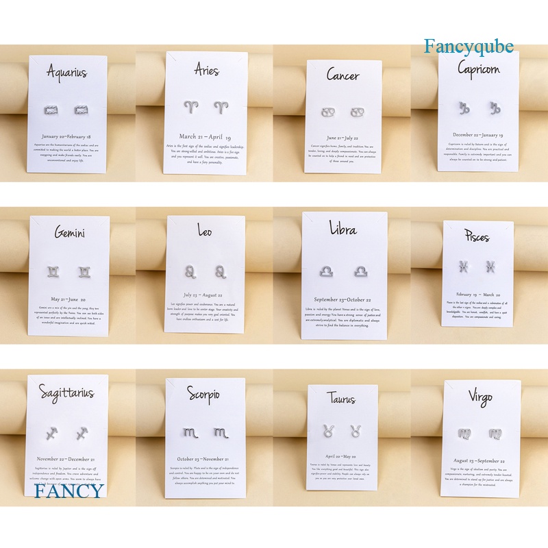 Anting Tusuk Model 12 Rasi Bintang Leo Libra Aries Warna Emas Untuk Wanita