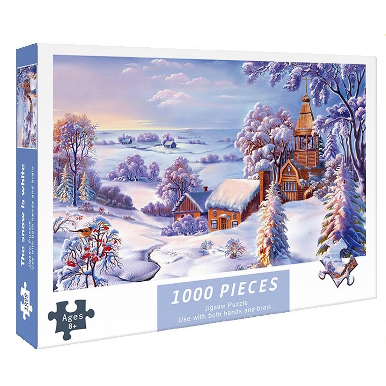 Puzzle 1000 pcs Jingsaw Ukuran 50 X 75 Cm besar ( The snow is white )