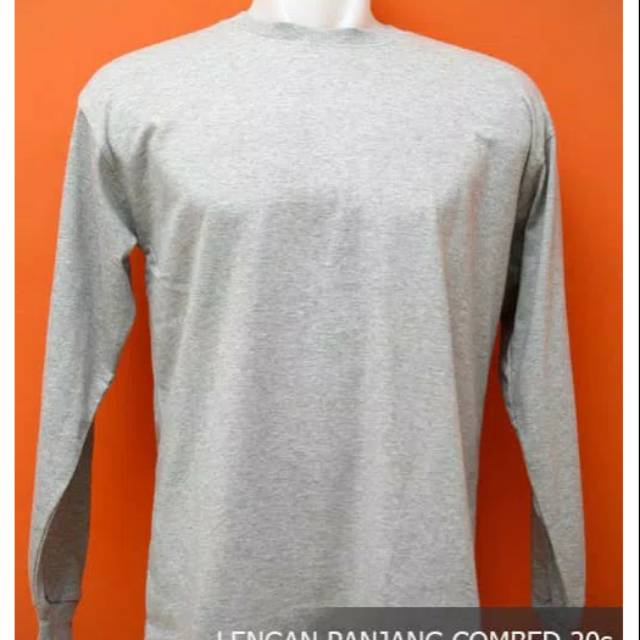 kaos polos lengan panjang manset warna abu / grey