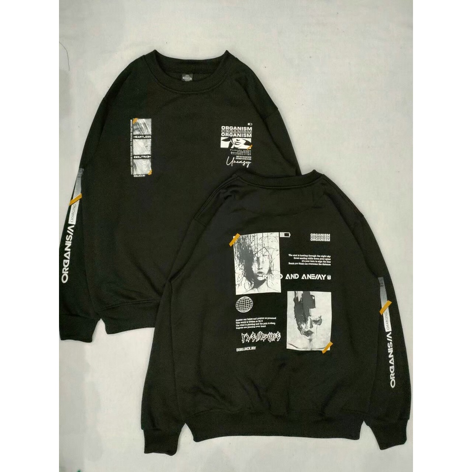 Termurah/Dobujack Sweater Organism Black Crewneck/sweater crewneck dobujack best seller / sweater cr