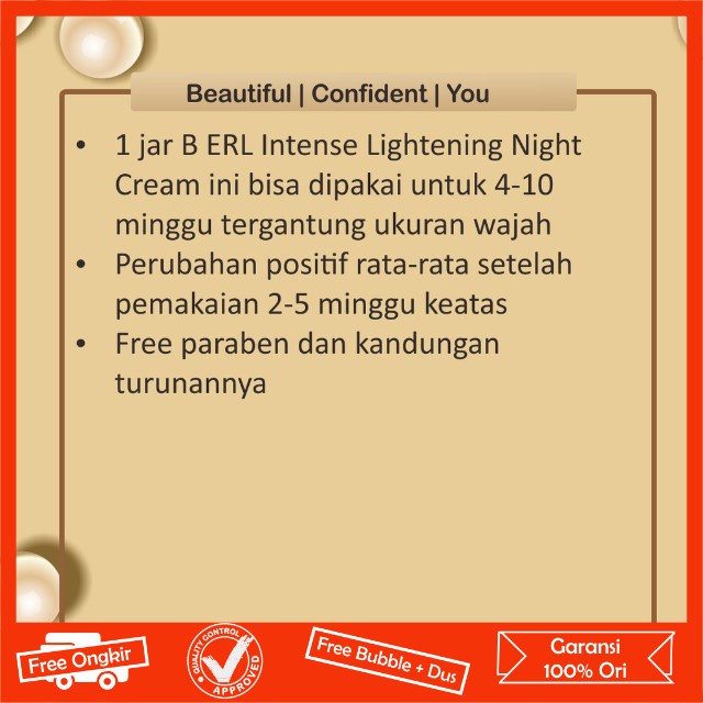 Night Cream Krim Malam Cream Malam Pelembab B ERL Intense Lightening