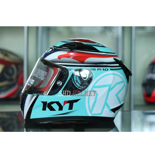 Helm Full Face Kyt R10 Aquamarine R 10 Aqua Flat Visor Biru Tosca Shopee Indonesia