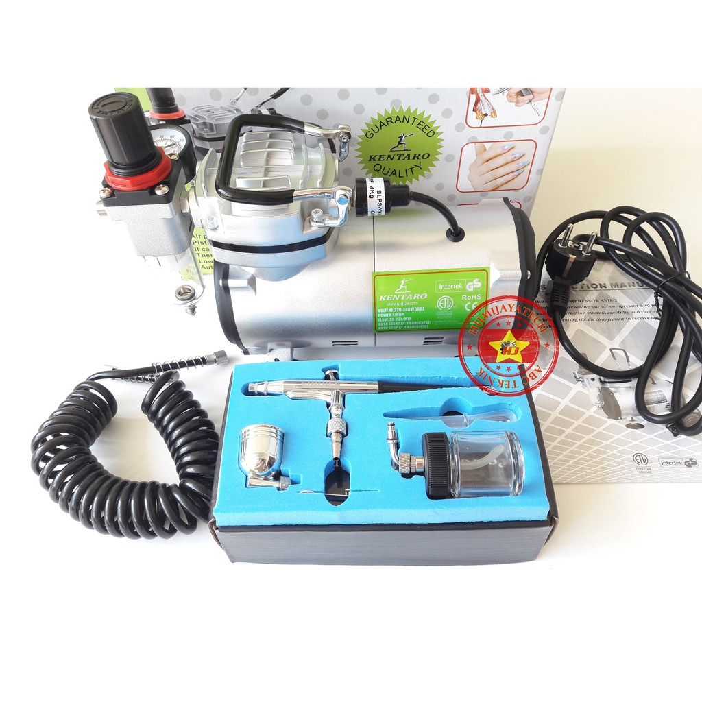 Paket Mini Kompresor Airbrush Kentaro Tipe 031 Plus Airbrush AB134 Einhill