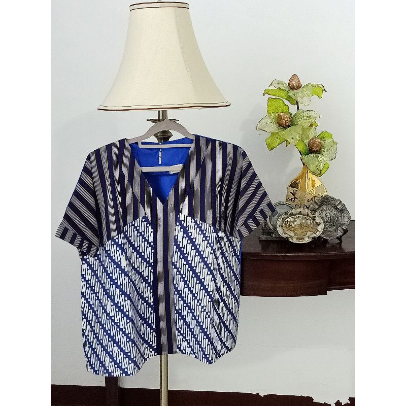 Atasan batik kombinasi lurik