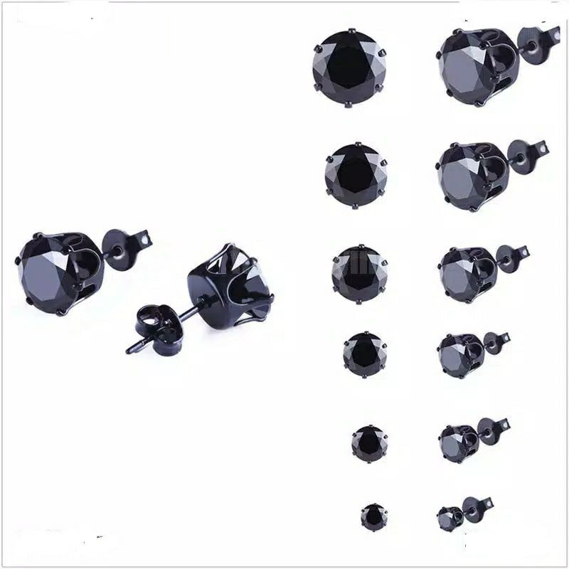 Jannjewelry Anting Titanium Giwang Permata Zircon Anti Karat Tidak Alergi Bisa Anak &amp; Dewasa 1pasang