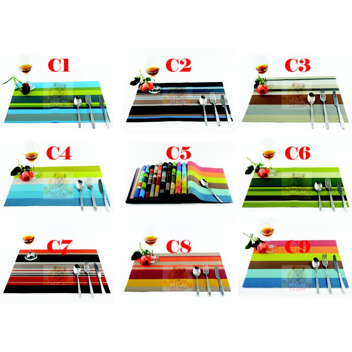 Alas piring / Alas makan / Table Mat PVC Anti Slip Modern isi 4pc