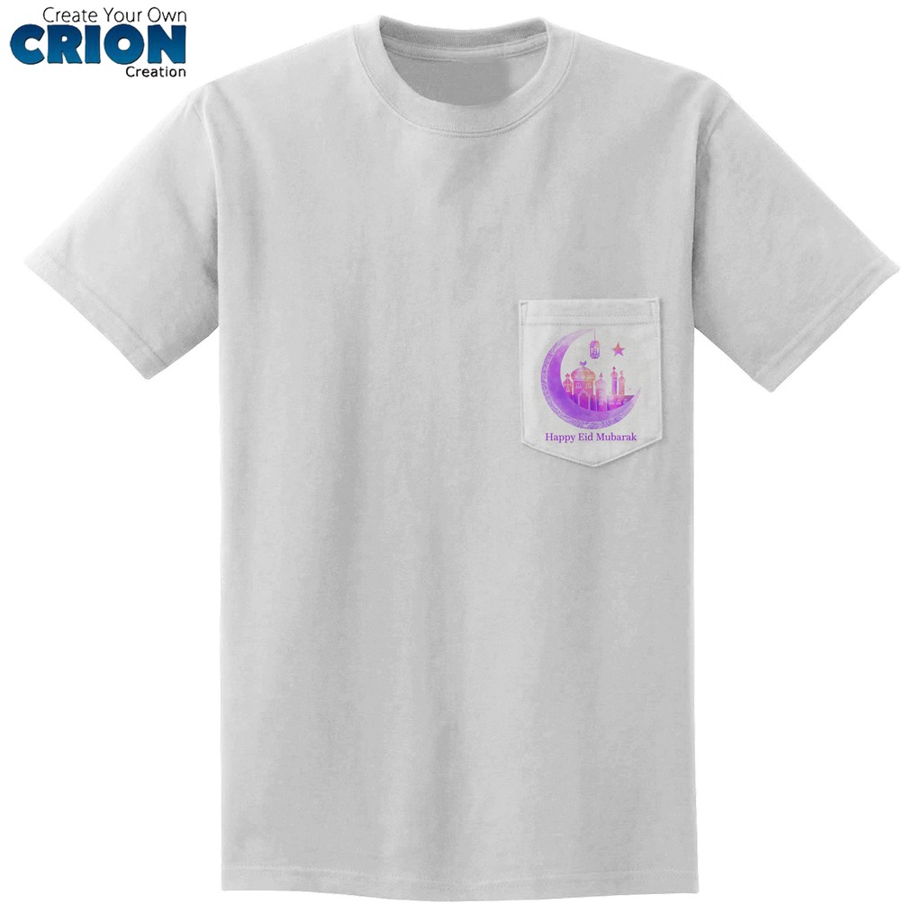 Crion Casual Tees Eid Mubarak Edition Pocket -Kaos Koko dengan Kantong