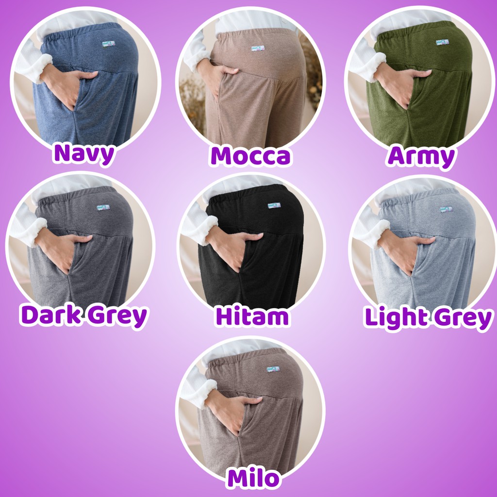 Momiasi - Celana Ibu Hamil Fashion Wanita Bumil Kekinian Jumbo Maternity Pants Premium Hitam