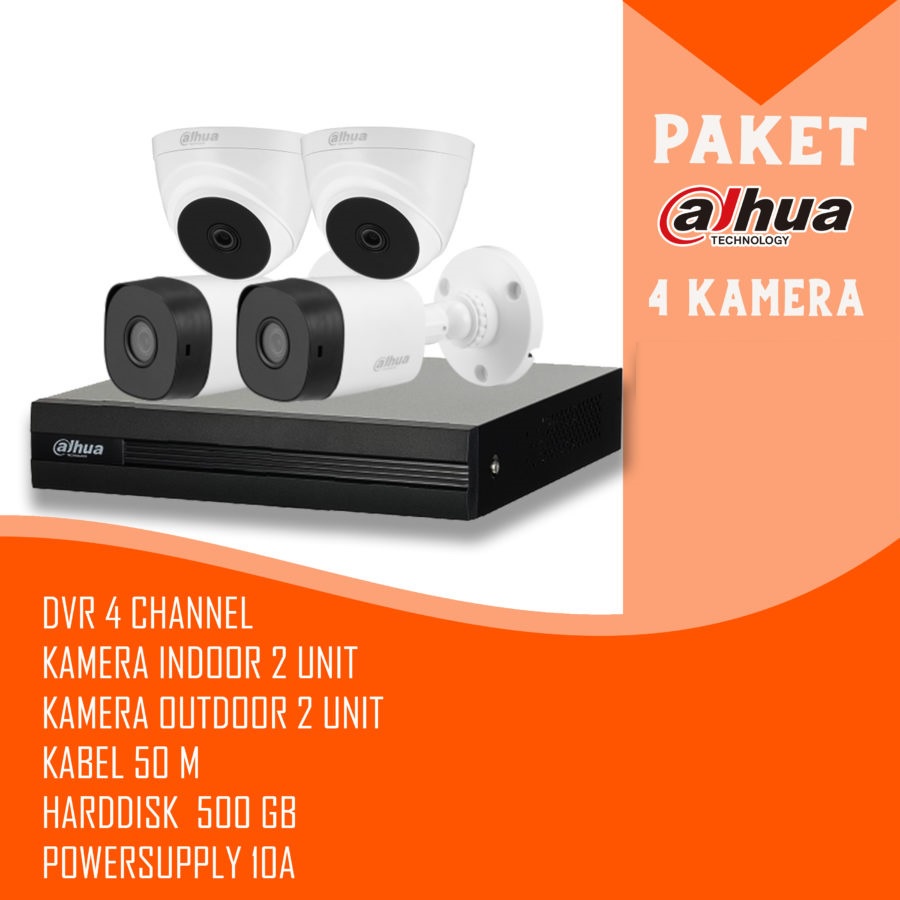 PAKET CCTV DAHUA 2MP 1080P 4 KAMERA HDD 500GB REQUEST