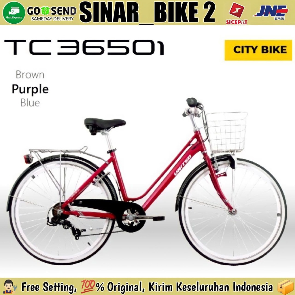 Sepeda Keranjang Dewasa 26 INCH UNITED TC 3650i Alloy Shimano 7 Speed