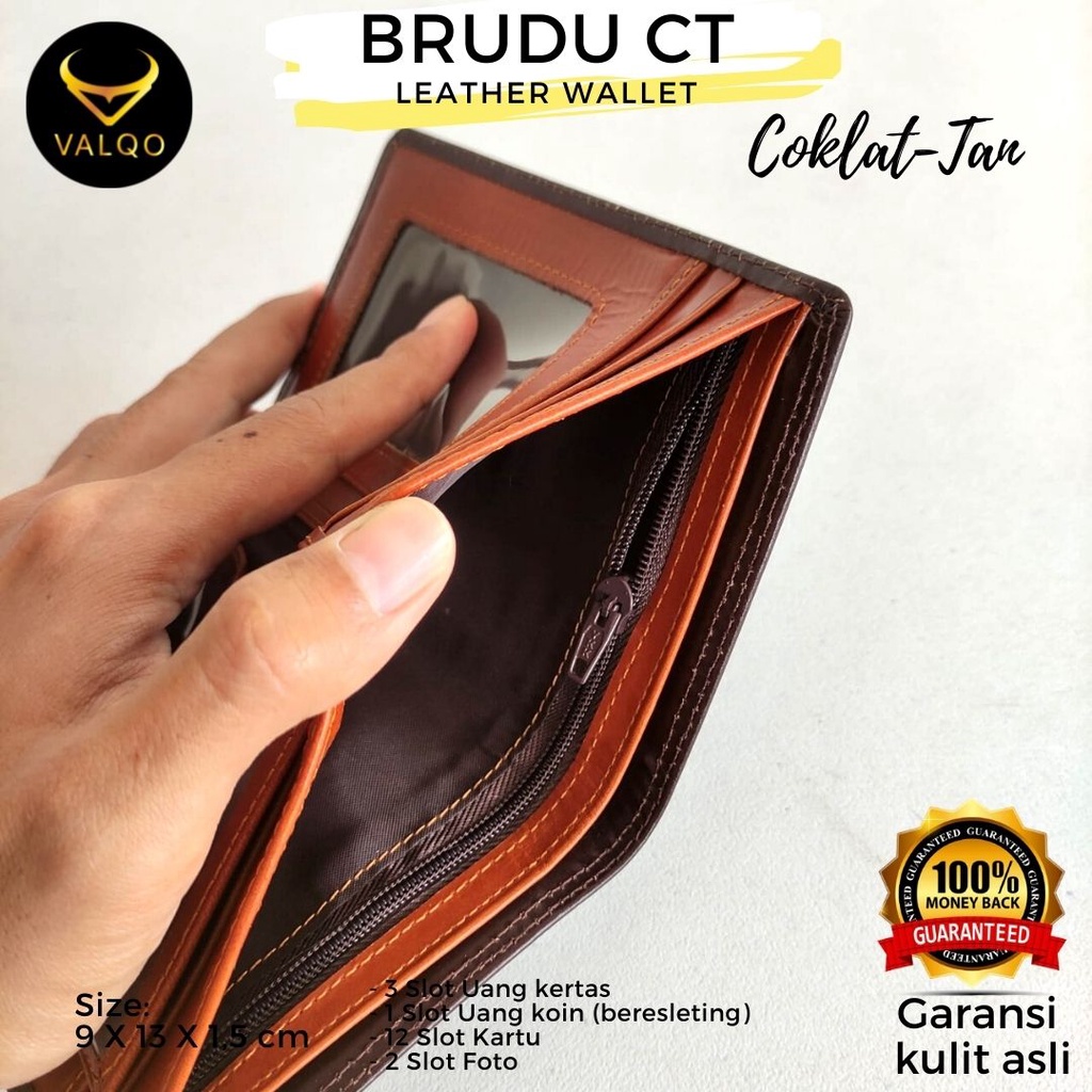 [VALQO] Dompet BRUDU CT kulit sapi Pria Cowok Kartu Laki Berdiri 3/4