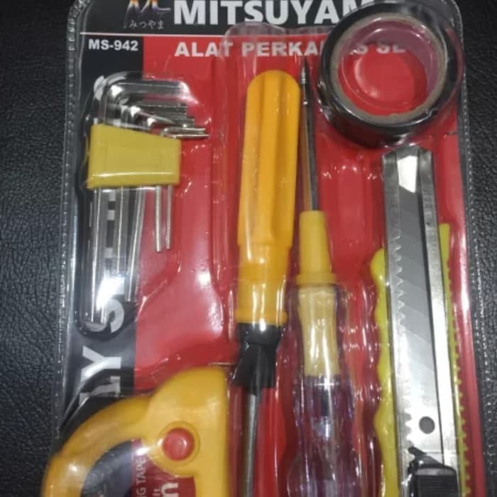 Alat Perkakas Set MS-942 isi kunci L obeng meteran lakban cutter dll