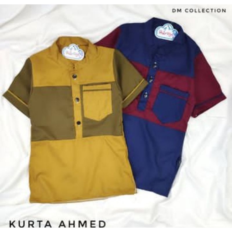 KURTA AHMED // ATASAN KOKO LENGAN PENDEK - BAJU MUSLIM KOKO MURAH ANAK LAKI-LAKI  2-7 TAHUN KIDS