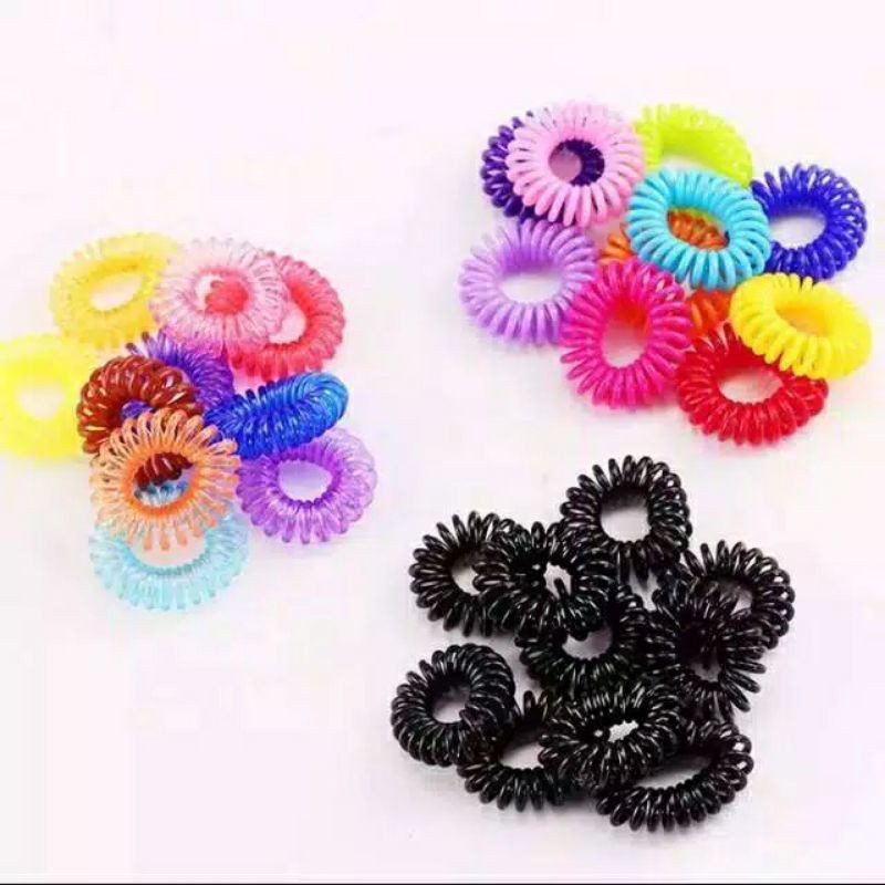 Karet rambut spiral ikat rambut ulir telepon harga per 10 pcs