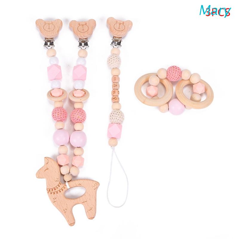 Mary 3pcs / Set Mainan Teether Bayi Bahan Kayu