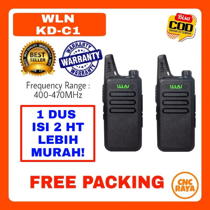 HT WLN KD-C1 ( 1 Dus isi 2 HT ) Sinle Band Walkie Talkie Handy TAlky | H T W LN KD C1 Single-Band  Walky Talky Handie Talkiy | Radio Komunikasi WLN Wolki tolki