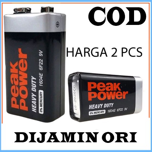 PAKET Baterai Kotak 9V Peak Power 1604E 6F22 Battery Harga 2 Unit MURAH