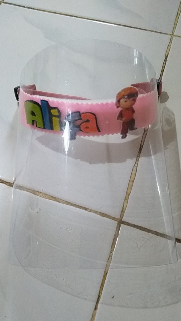 Face Shield Anak Buka Tutup Karakter Custom Nama Untuk Pelindung Wajah Anak Naik Turun Lucu Murah