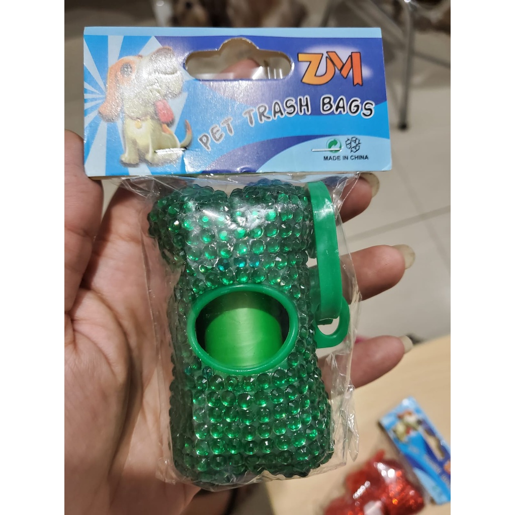 Poop Bag Dispenser Luxury Diamond / tempat kantong poop anjing kucing diamond bentuk tulang