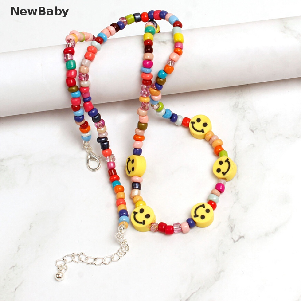 Kalung Choker Gaya Bohemia Aksen Manikmanikwajah Tersenyum Warnawarni Untuk Hadiah Bayi Perempuan