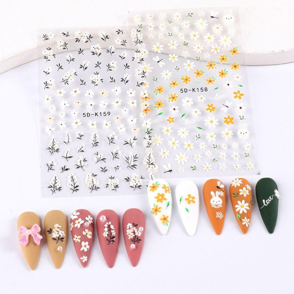 Stiker Kuku Motif Bunga Daisy Elegan Untuk Nail Art