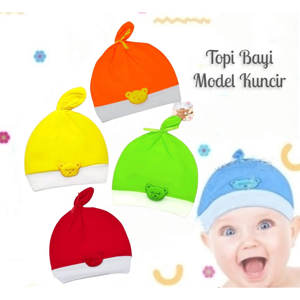 Topi Kuncir Bayi (0-6 Bulan) NEWBORN Topi Kupluk Bayi Baby Hat Topi Kelinci Bayi Baru lahir Laki Laki Topi Bayi Pelindung Kepala