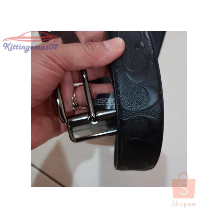IKAT PINGGANG PRIA GESPER SABUK KTG2I1703 COACH ORIGINAL COACH BELT 3.5CM EMBOSSED BLACK E
