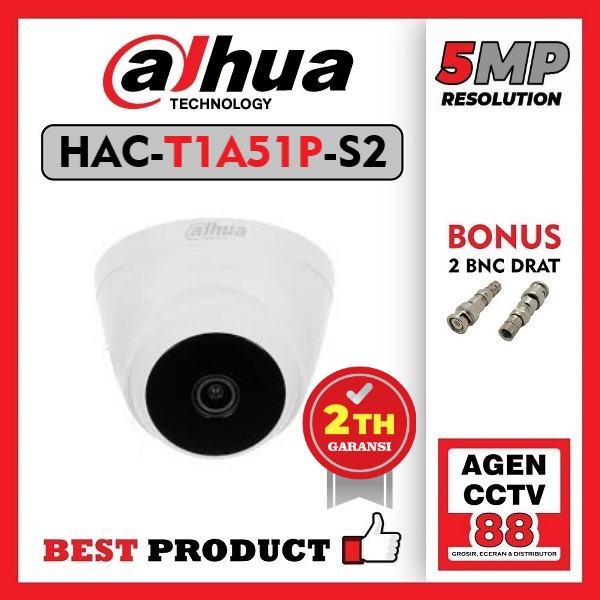 Kamera CCTV Indoor DAHUA 5MP DH-HAC-T1A51P-S2 NEW 16:9 Bonus 2 BNC DRAT