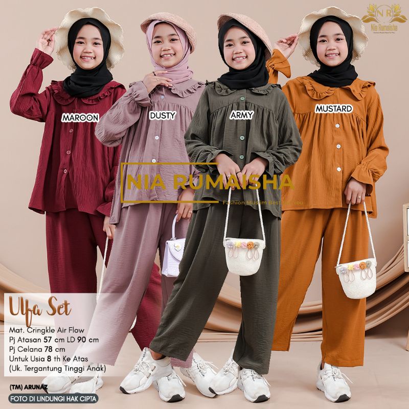 Setelan Anak #1 Motif Polsa / Falfa / Mia Rainbow / Gaida / Granada / Grenty / Shafa / Nagita / Metta / JK / Leopard / Khaula / Joela / Jihan / Jannah / Rasya / Rose / Jofa / Rinaya / Jannati / Ulfa / Moza Original Nia Rumaisha-1