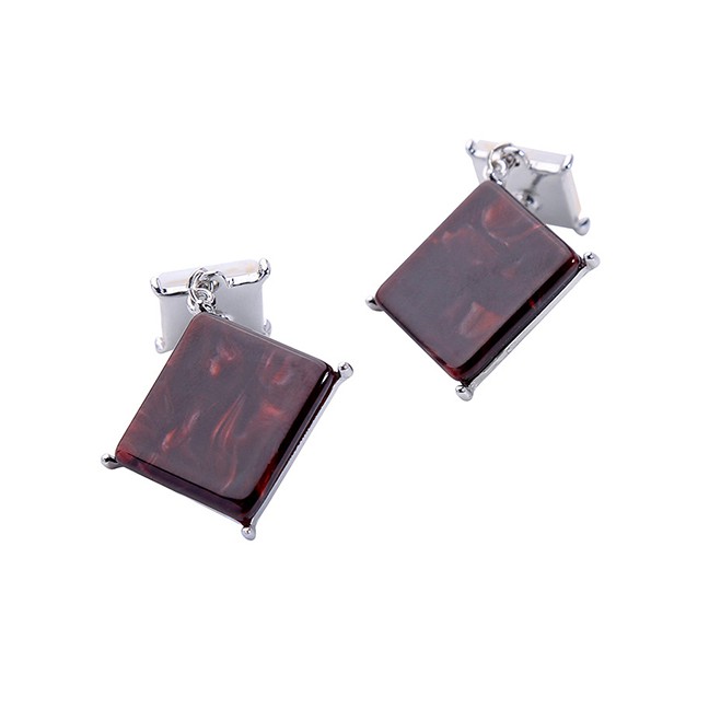 LRC Anting Tusuk Fashion Color Geometric Square Earrings F53464