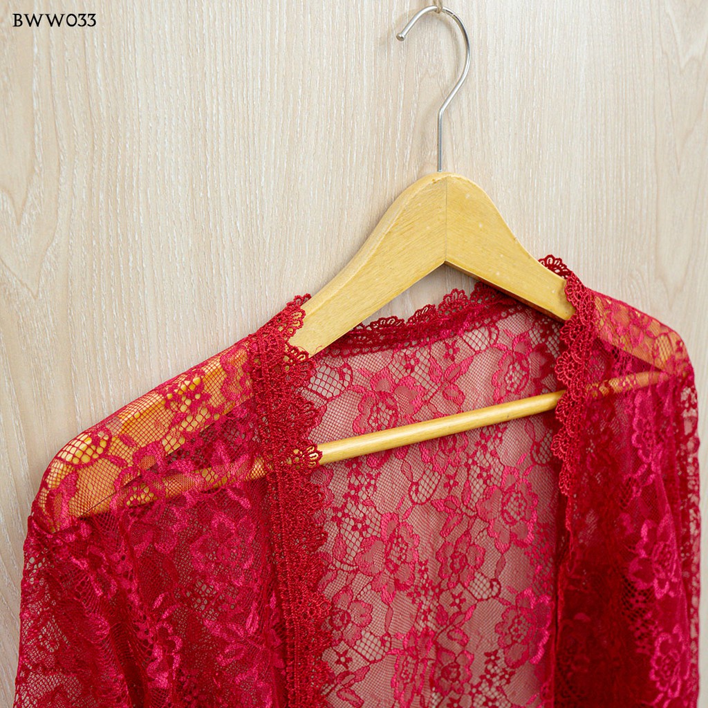 [PRODUK TERLARIS] CARDIGAN PESTA WANITA BOLERO PENGANTIN LACE MAROON BWW033