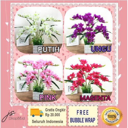 BUNGA HIASAN TANAMAN ARTIFISIAL / BUNGA DAN POT PLASTIK /TANAMAN BONSAI ZJ