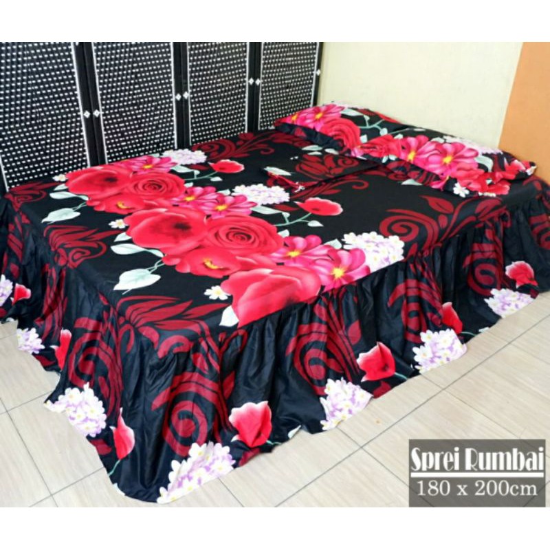 Sprei Rumbai Homemade Motif Red Rose size 180 ataya Sprei