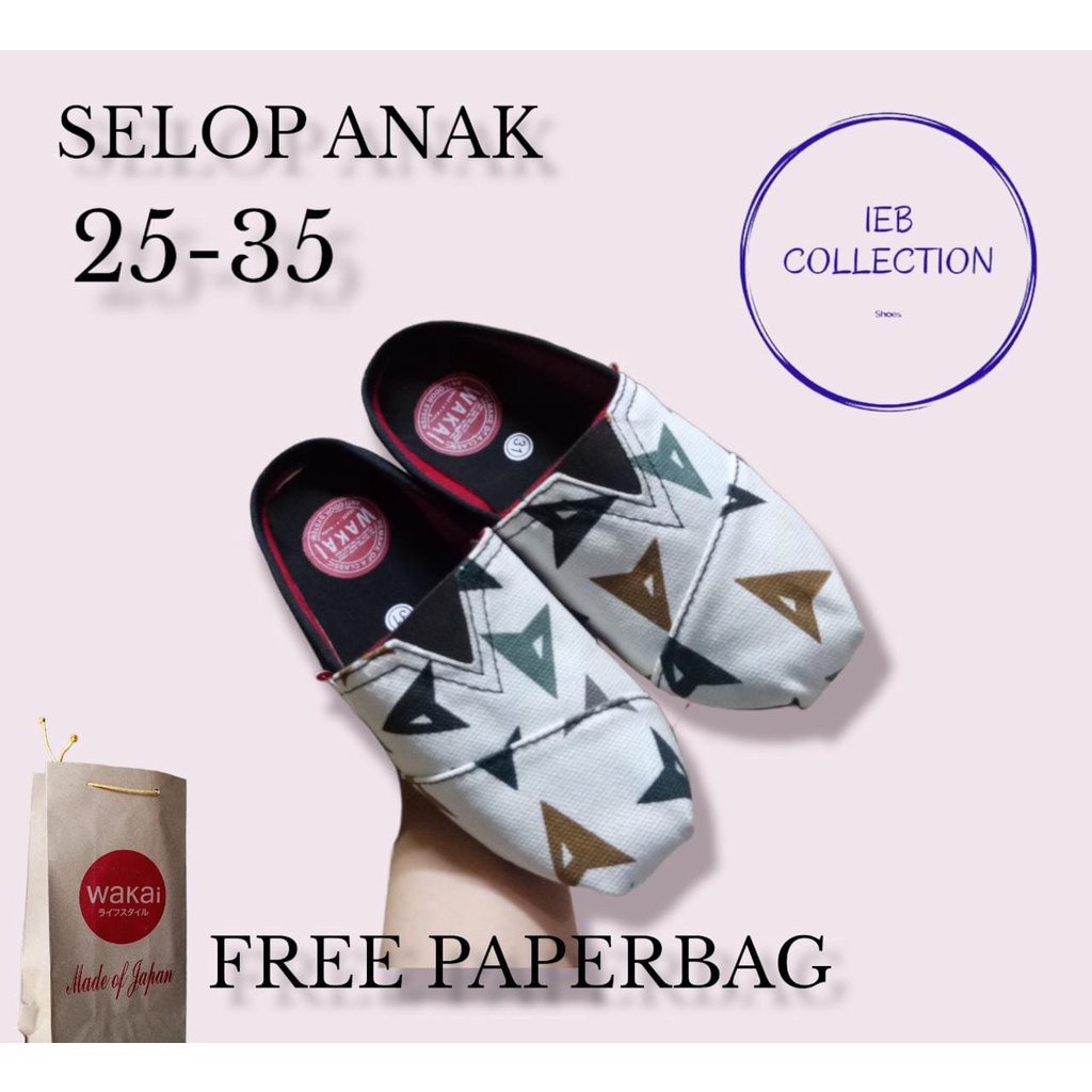 selop wakai anak motif segitiga unisex size 25-35