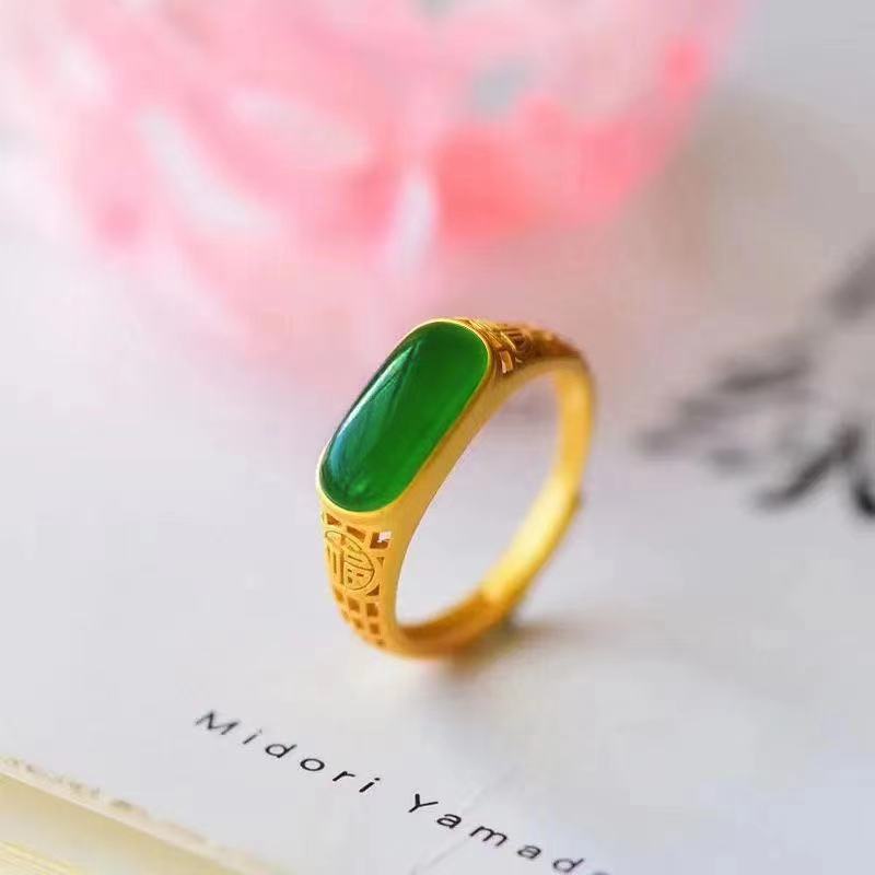 Cincin Emas Imitasi Model Terbuka Dapat Disesuaikan Untuk Pasangan