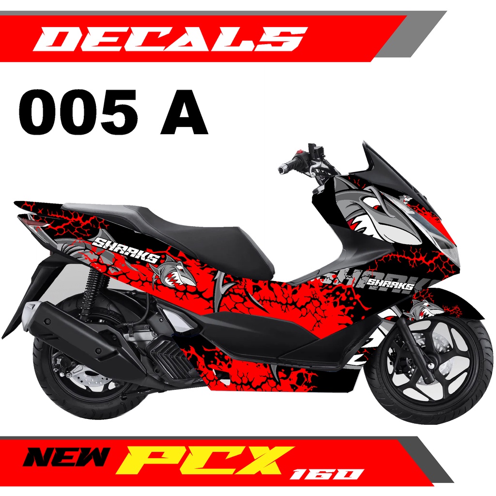 Decal Sticker - Dekal Stiker All NEW PCX160 New2021 Fullbody Desain HIU SHARK Animasi - 005