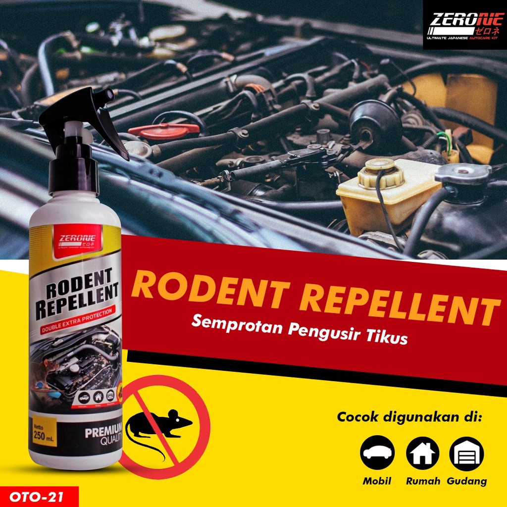 Zerone Rodent Repellent Obat Pengusir Pembasmi Tikus Binatang Pada Mesin Mobil Rumah Kantor Kamar Gedung 250 ml