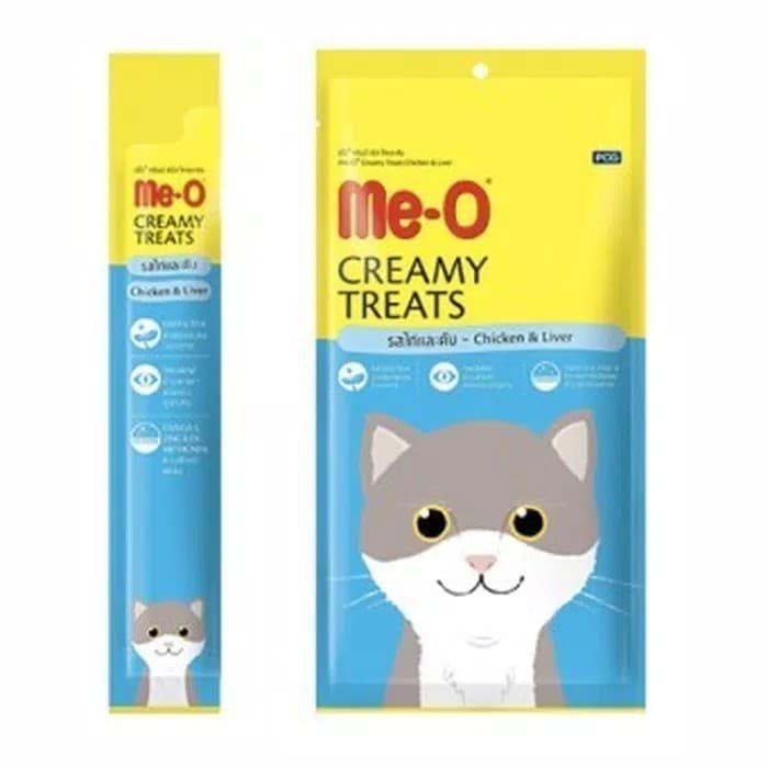MEO CREAMY TREATS SNACK CHICKEN AND LIVER UNTUK KUCING ISI 4 PCS X 15 GRAM