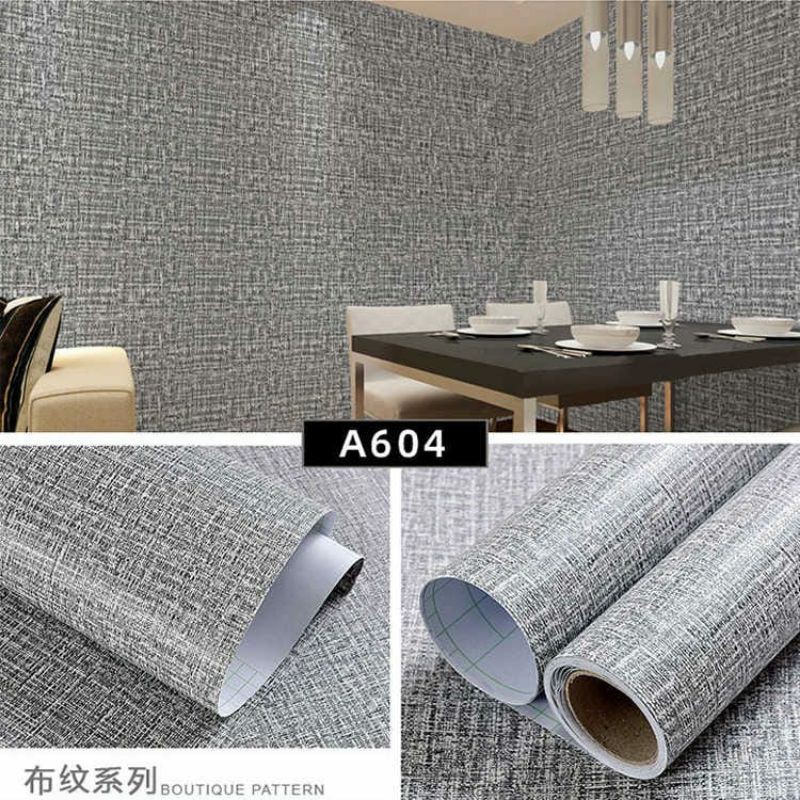 Wallpaper Polos Sticker Dinding Polos Abu-abu Berserat