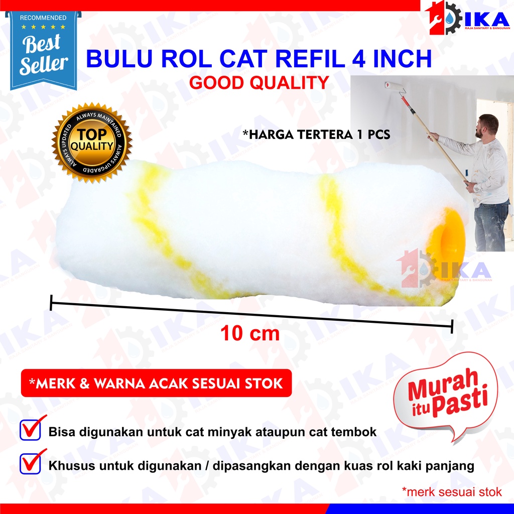 REFILL KUAS ROLL kapal 4inch bulu cat tembok dinding ukuran 4 inci / isi Bulu Roll Kapal 4” inch / Isi Refill Kuas Cat roll ( Putih ) ( Domba )