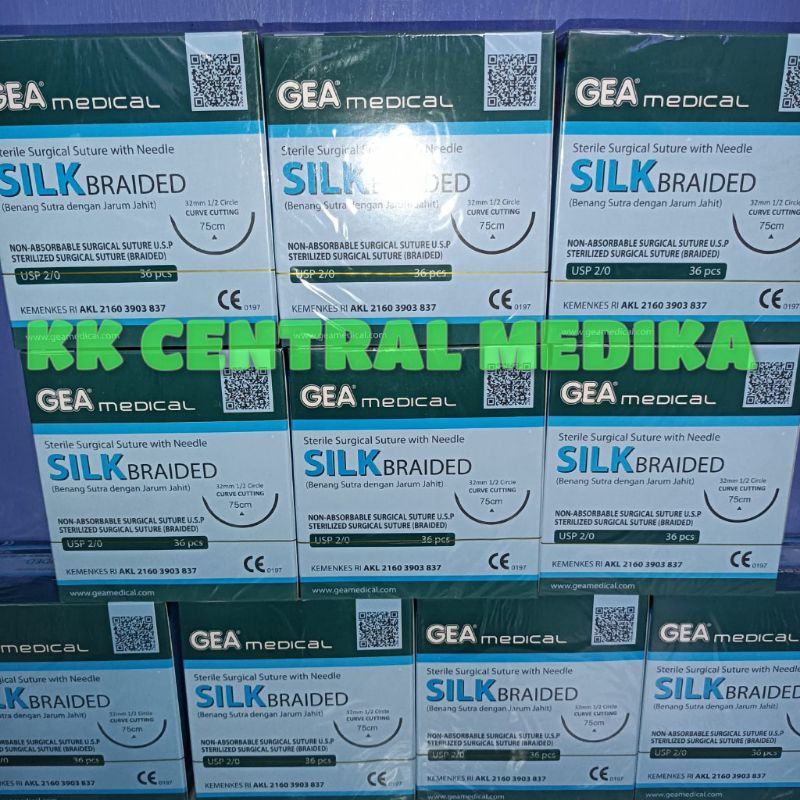 Braided Silk 2/0 Benang Silk + Jarum 2/0 Silk 2/0 + Jarum GEA