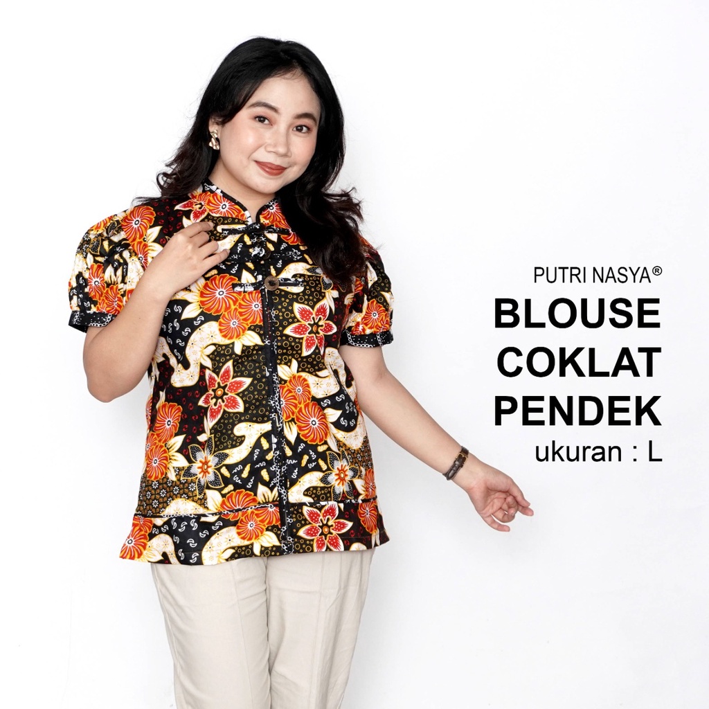 Atasan Batik Blouse Big Size Wanita Lengkap L-XL-2L-3L-4L-5L-6L-7L Model Blus Jumbo Seragam Batik / Atasan Batik Bigsize Kantor / Pakaian Batik Kekinian Kerja Bahan LD 140