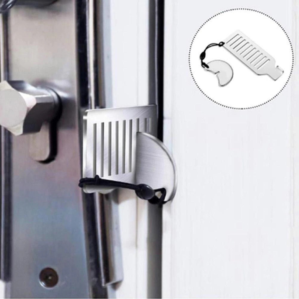 Kunci Pintu Portable Anti Lockpick Door Lock - HZP167 - Silver