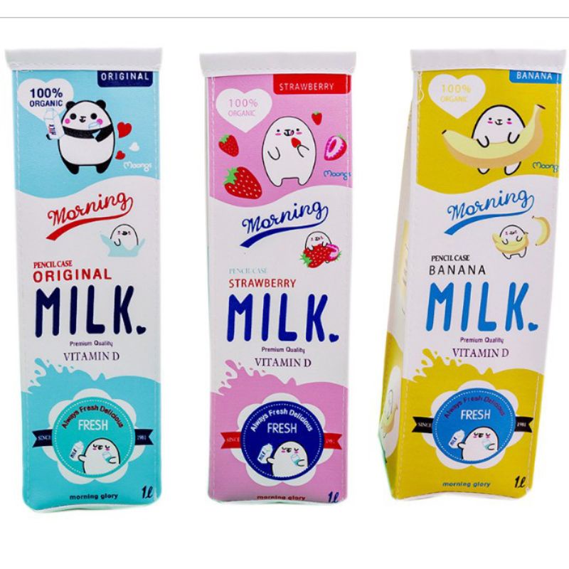 Tempat pensil kotak  MILK SUSU Lucu unik